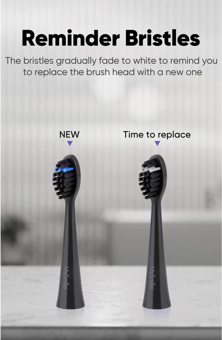 MySmile DY156 Electric Toothbrush Replacement Heads, Alternate, color, Black