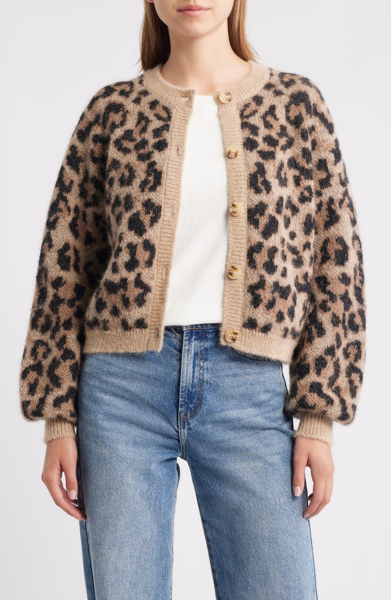 THE GREAT. The Windsor Leopard Cardigan, Main, color, Leopard