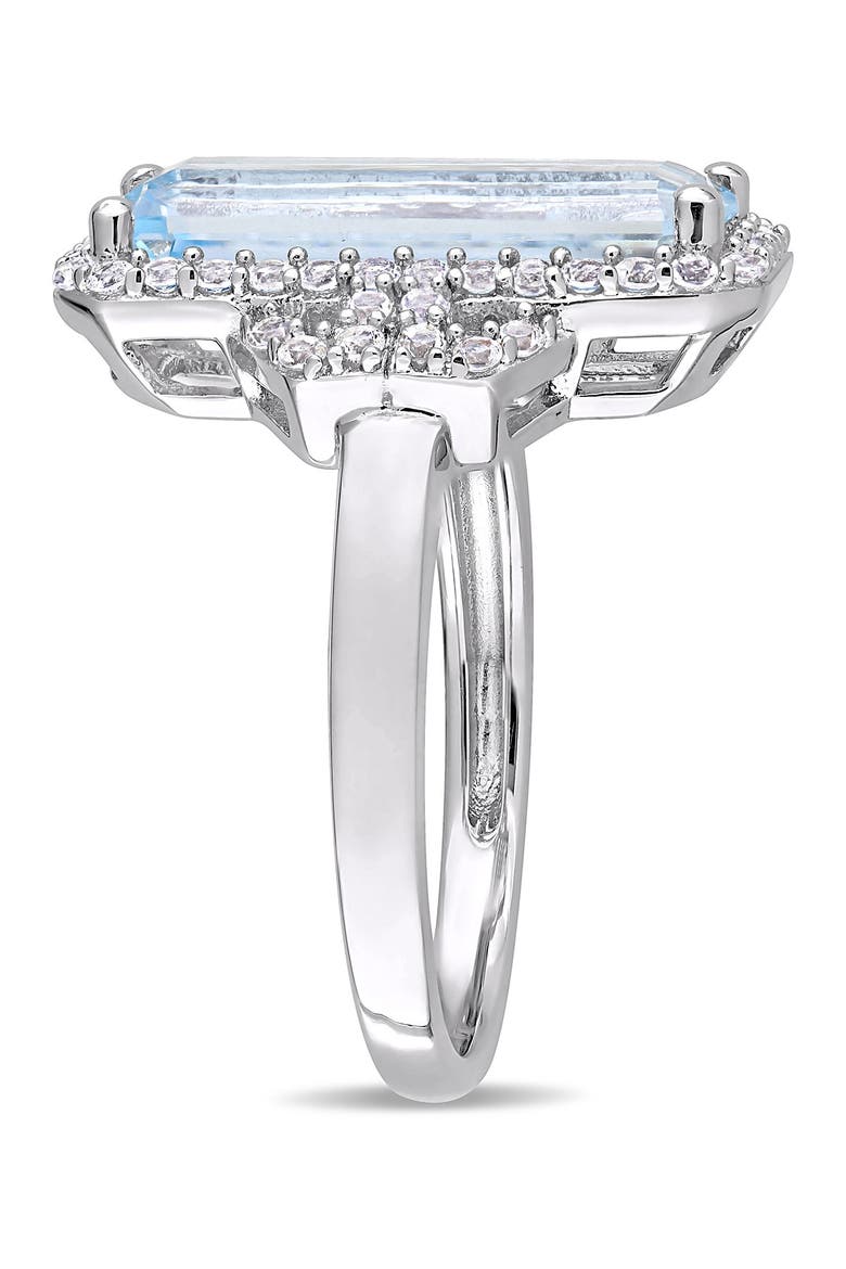 Sterling Silver Sky Blue Emerald Cut Topaz & White Topaz Ring, Alternate, color, BLUE