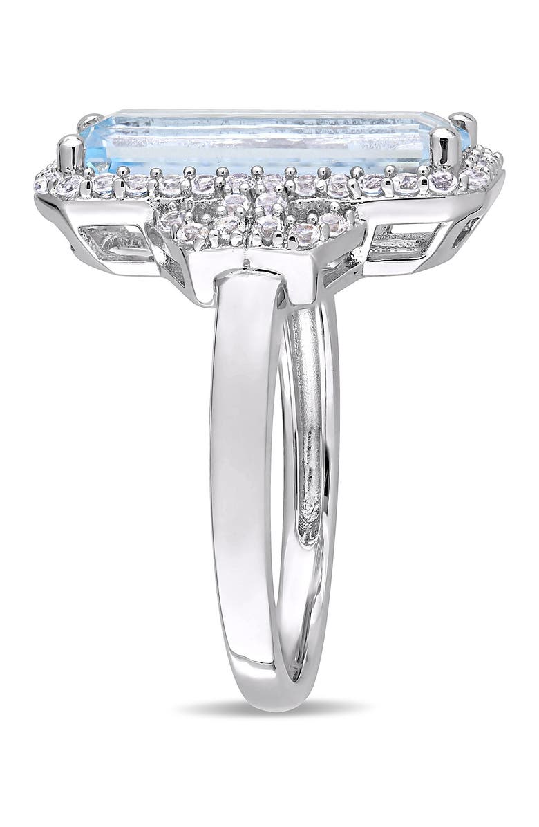 DELMAR Sterling Silver Sky Blue Emerald Cut Topaz & White Topaz Ring, Alternate, color, Blue