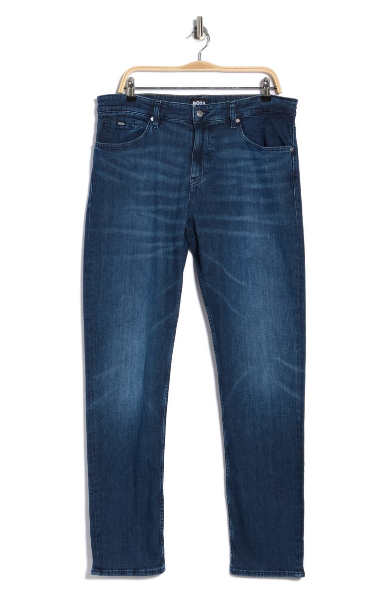 BOSS Maine Regular Fit Straight Jeans, Main, color, Navy