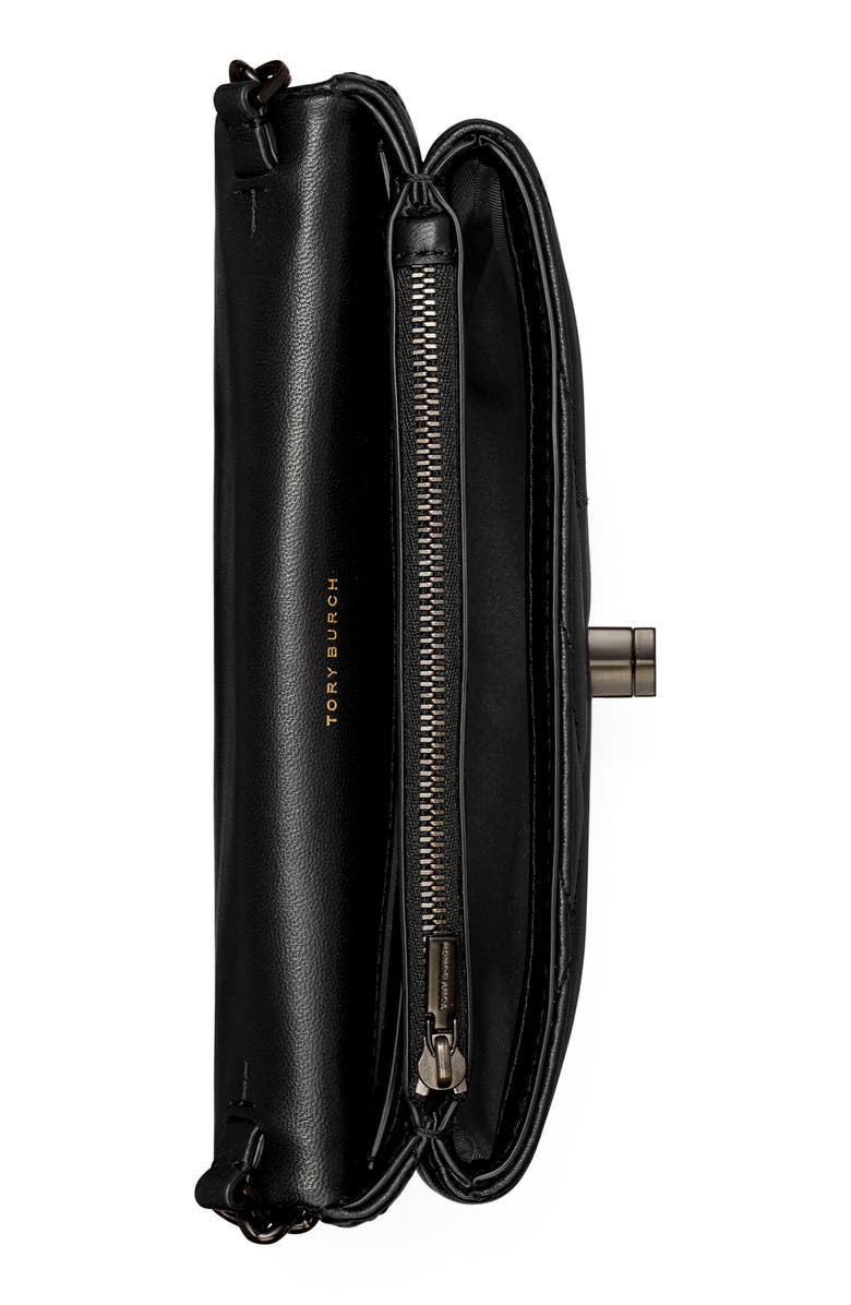 Tory Burch Kira Chevron Quilted Leather Wallet on a Chain, Alternate, color,