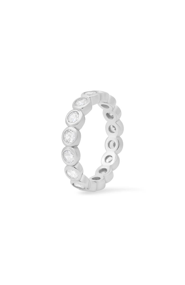 Queen Jewels Sterling Silver Bezel Cubic Zirconia Eternity Band Ring, Alternate, color, Silver