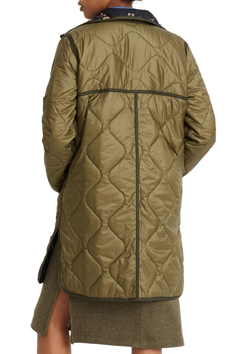 Forest Floral Reversible Quilted Liner Jacket, Alternate, color, VINTAGE MOSS