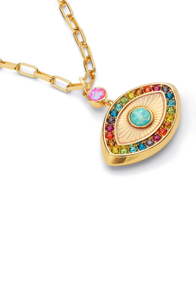 Kurt Geiger London Rainbow Eye Pendant Necklace, Alternate, color, Gold/ Multi