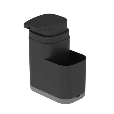 19 oz Clear Plastic Dish Soap Dispenser with Sponge Holder and Removable Tray