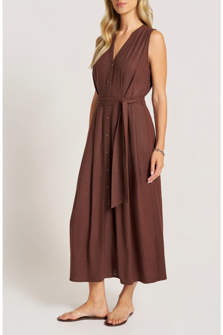 Nivara Linen Blend Sleeveless Midi Dress, Alternate, color, CHOCOLATE