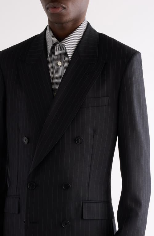 Givenchy Classic Fit Pinstripe Wool Double Breasted Suit Jacket In Black