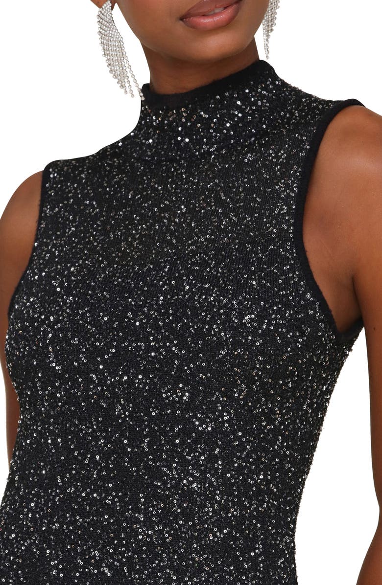Avec Les Filles Sequin Sleeveless Knit Dress, Alternate, color, Black