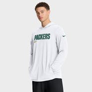 Nike Men's Nike White Green Bay Packers Sideline Pure Fury Performance Long Sleeve Hoodie T-Shirt