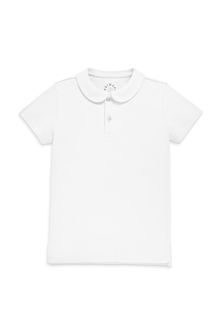 Kids Short Sleeve Peter Pan Polo, Main, color, White