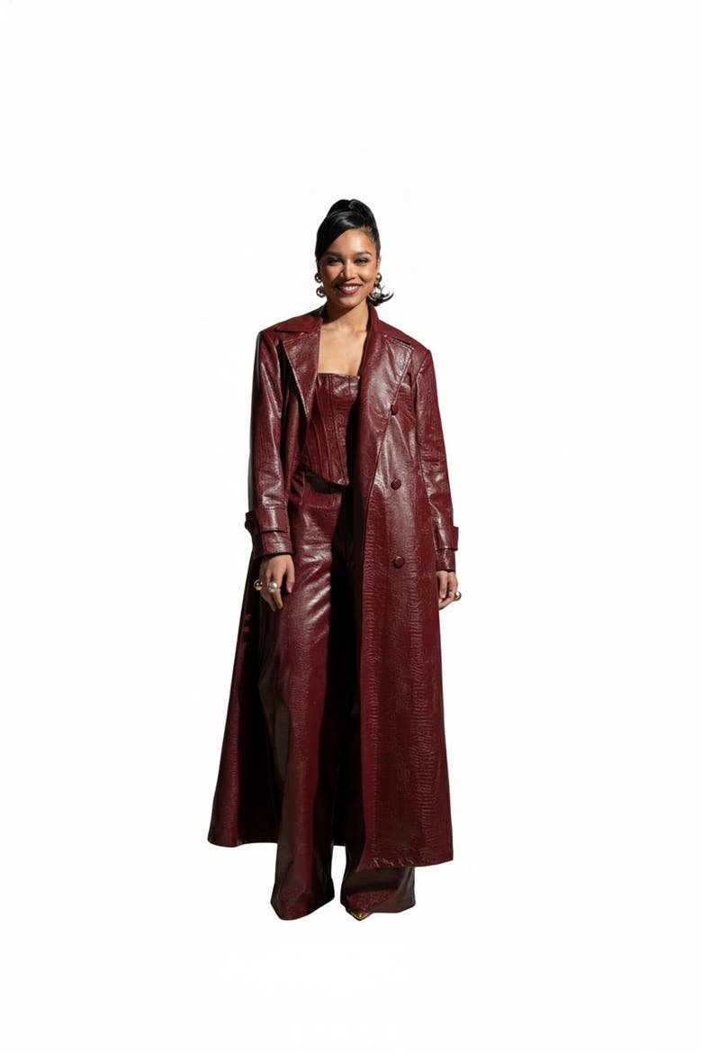 Ono Faux Leather Trench jacket, Main, color, Burgundy