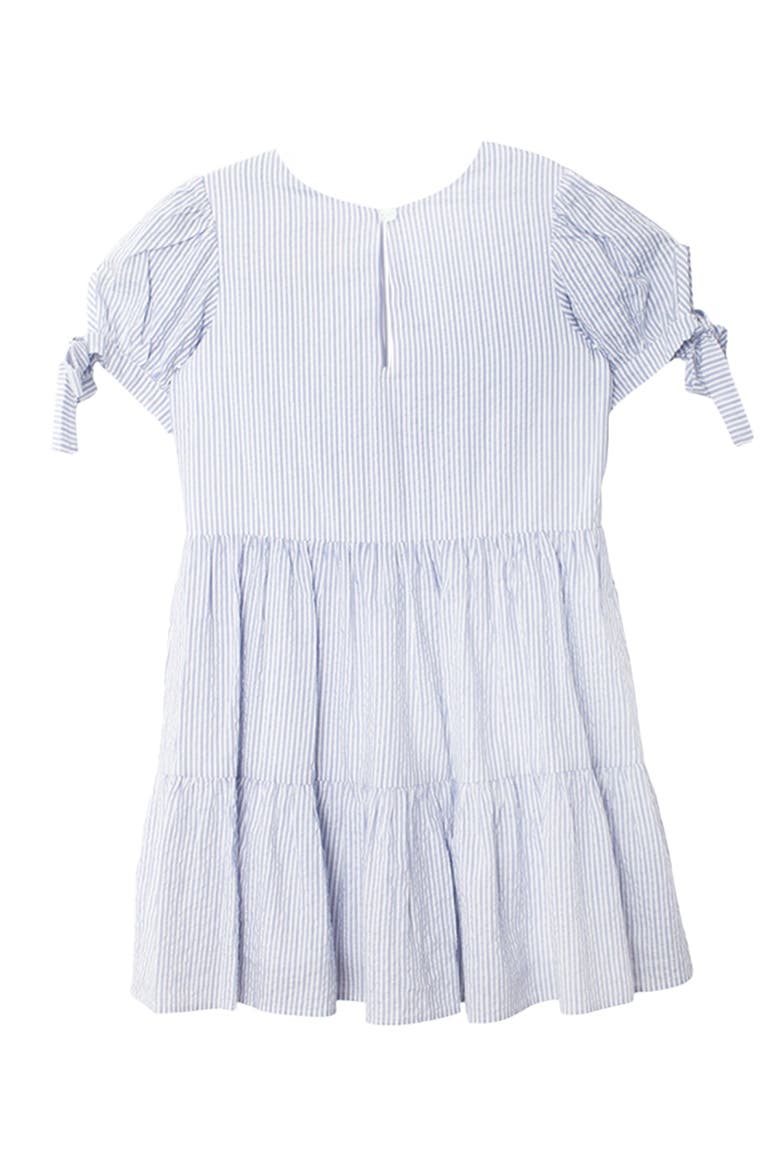 Darling Bluebell Gathered Short Sleeve with Bow Detail Dress, Alternate, color, Blue