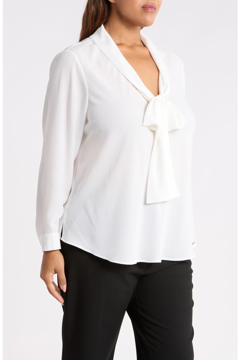 Tie Neck Long Sleeve Shirt, Alternate, color, IVORY