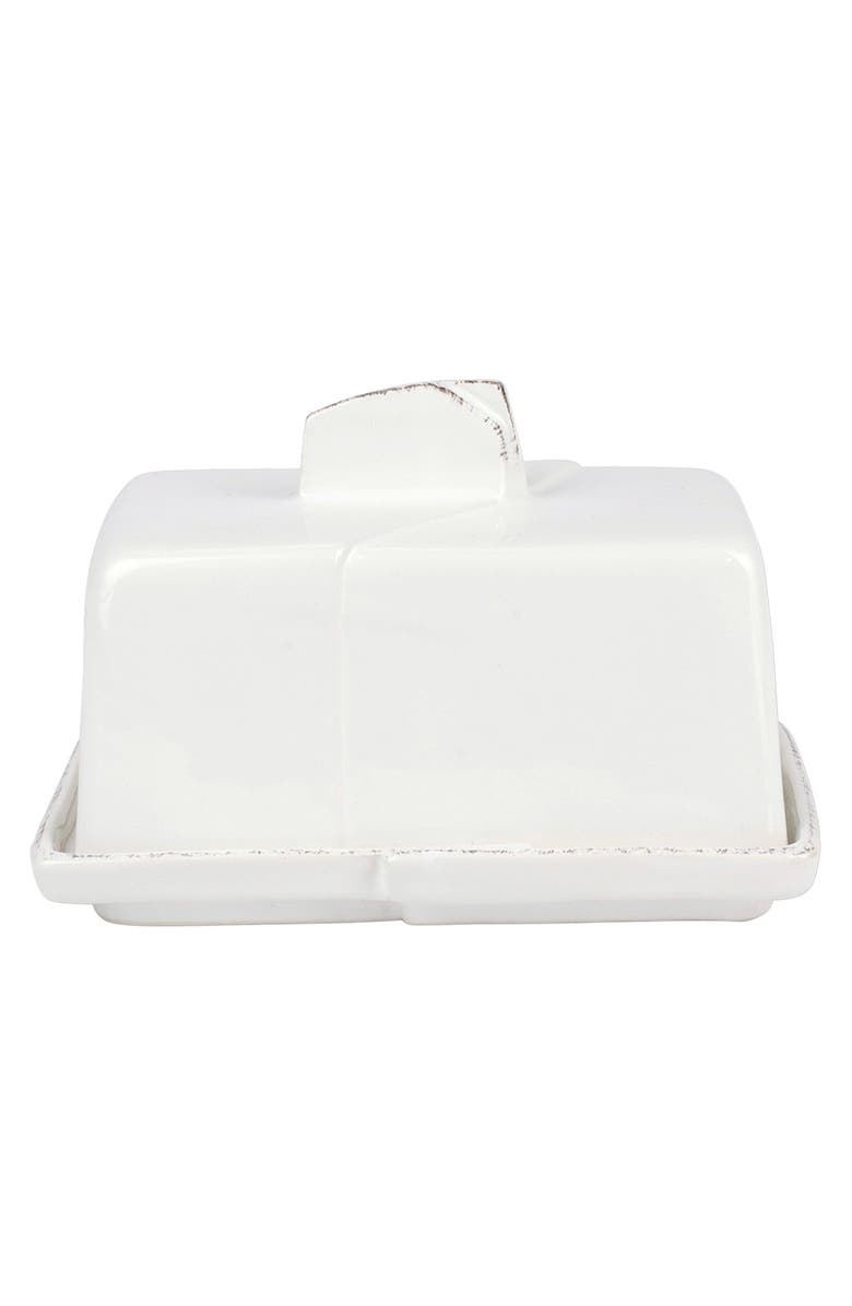 VIETRI Lastra Butter Dish, Main, color, White