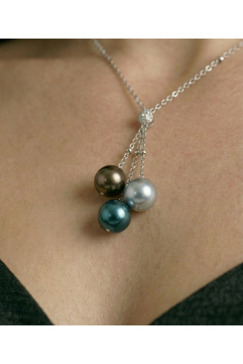 14K Gold Multicolor Tahitian Pearl Tincup Cluster Pendant, Alternate, color, White Gold