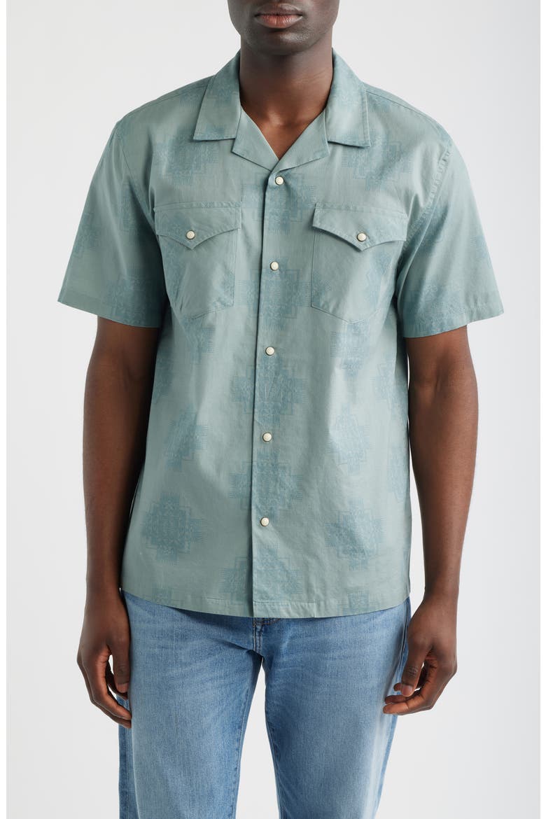 Short Sleeve Snap-Up Western Shirt, Main, color, CHIEF JOSEPH GREEN