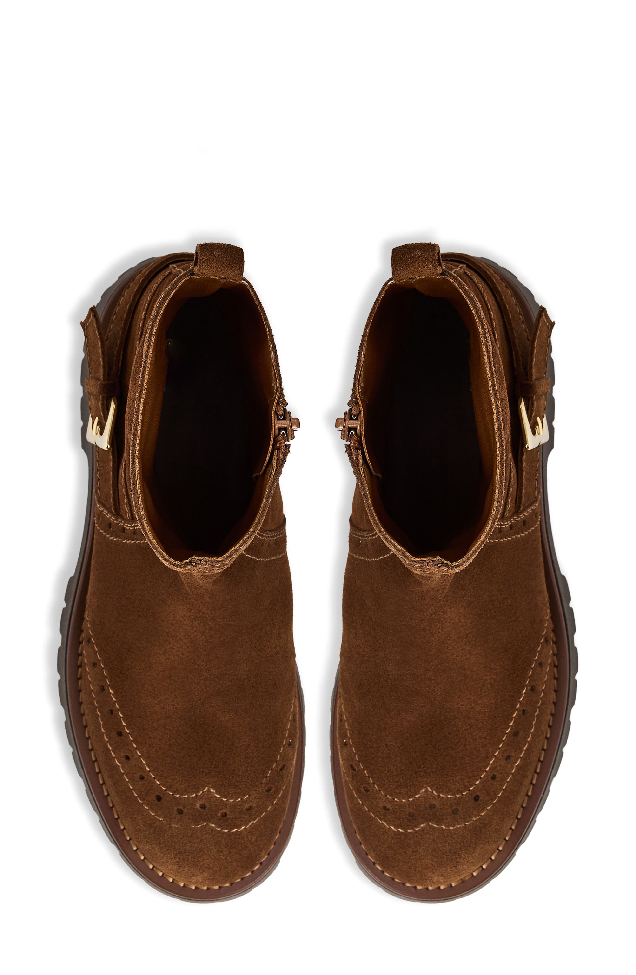 Bruno Magli Luca Lug Sole Suede Moto Boot, Alternate, color, Brown Suede