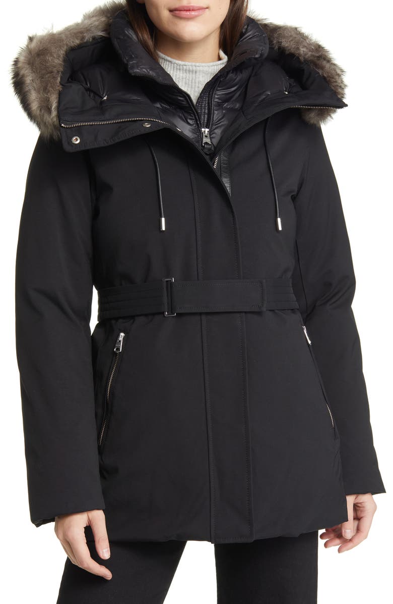 Mackage Jeni Water Repellent 800 Fill Power Down 2-in-1 Parka with Genuine Shearling Trim, Main, color,