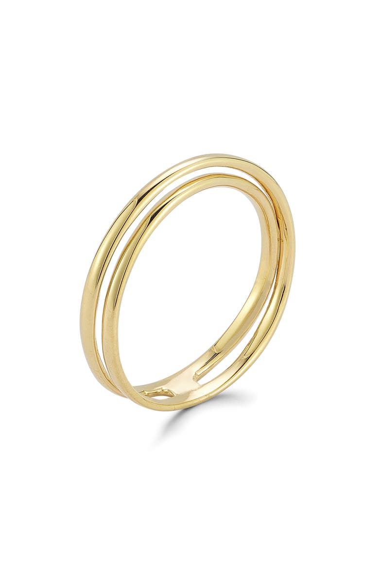 14K Gold Crossover Double Band Ring, Alternate, color, GOLD