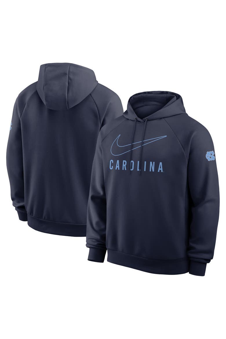 Men's Nike Navy North Carolina Tar Heels Premium Raglan Performance Pullover Hoodie, Alternate, color, Navy