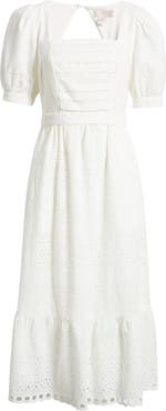 Rachel Parcell Lace Overlay Cotton Midi Dress