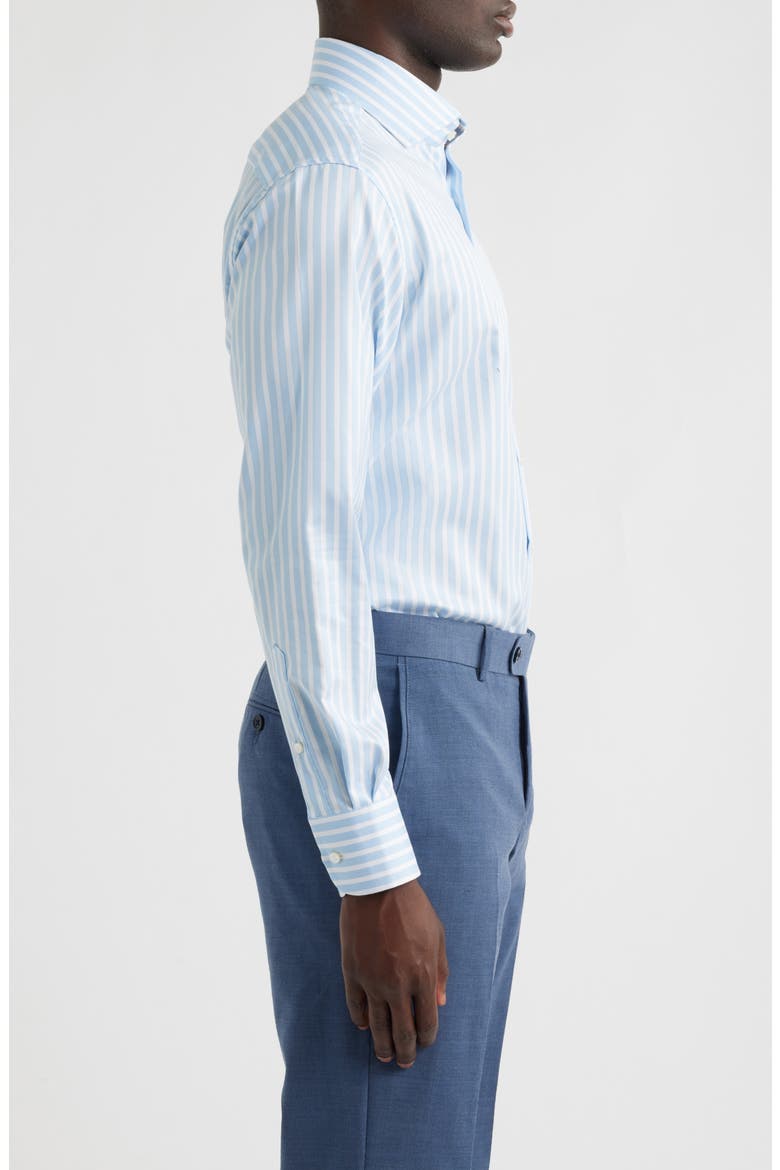 Modern Fit Stripe Non-Iron Cotton Twill Dress Shirt, Alternate, color, LIGHT BLUE