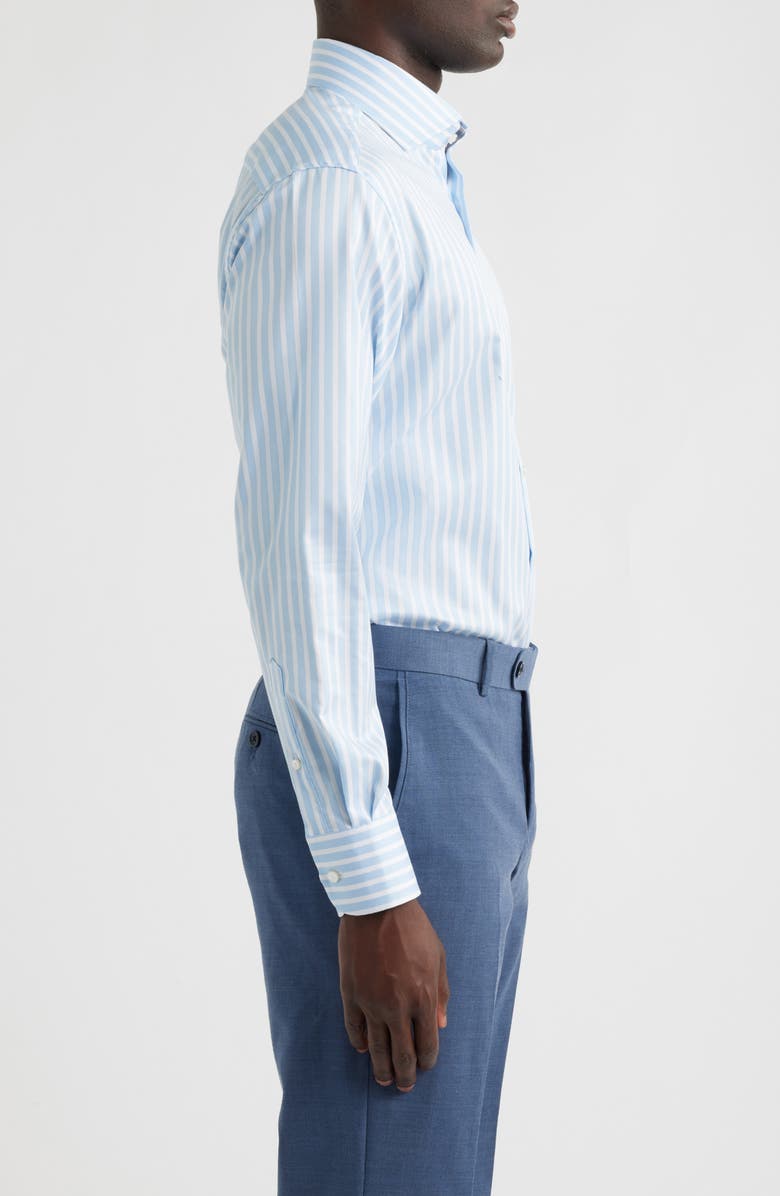 1863 by Eterna Modern Fit Stripe Non-Iron Cotton Twill Dress Shirt, Alternate, color, Light Blue