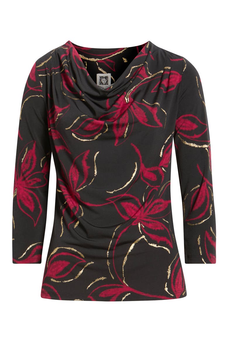 Print Cowl Neck Top, Main, color, ANNE BLACK MULTI