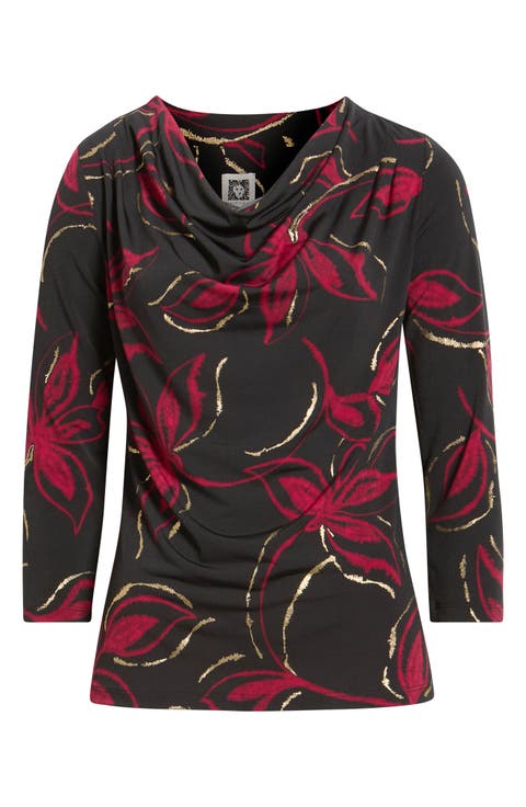 Print Cowl Neck Top