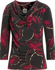 Anne Klein Print Cowl Neck Top