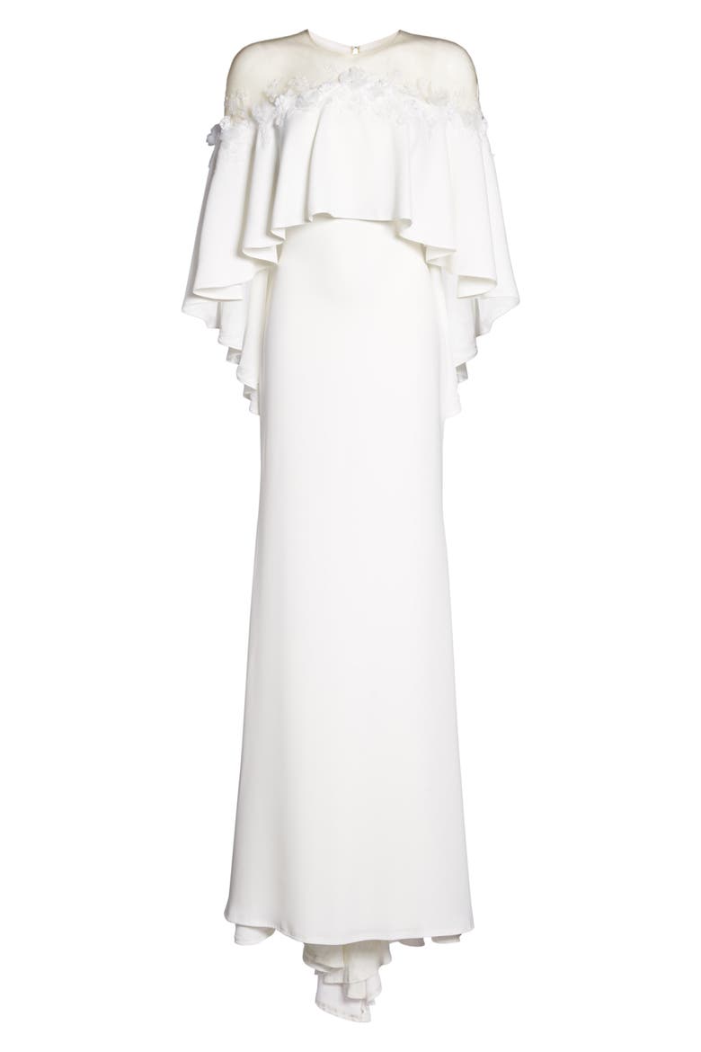 Off the Shoulder Popover Gown, Alternate, color, IVORY