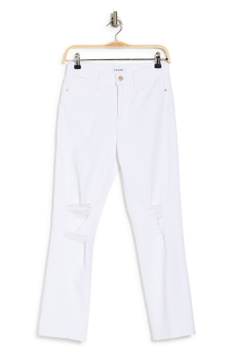 Le High Ankle Straight Leg Jeans, Alternate, color, BLANC DESTRUCT CHEW