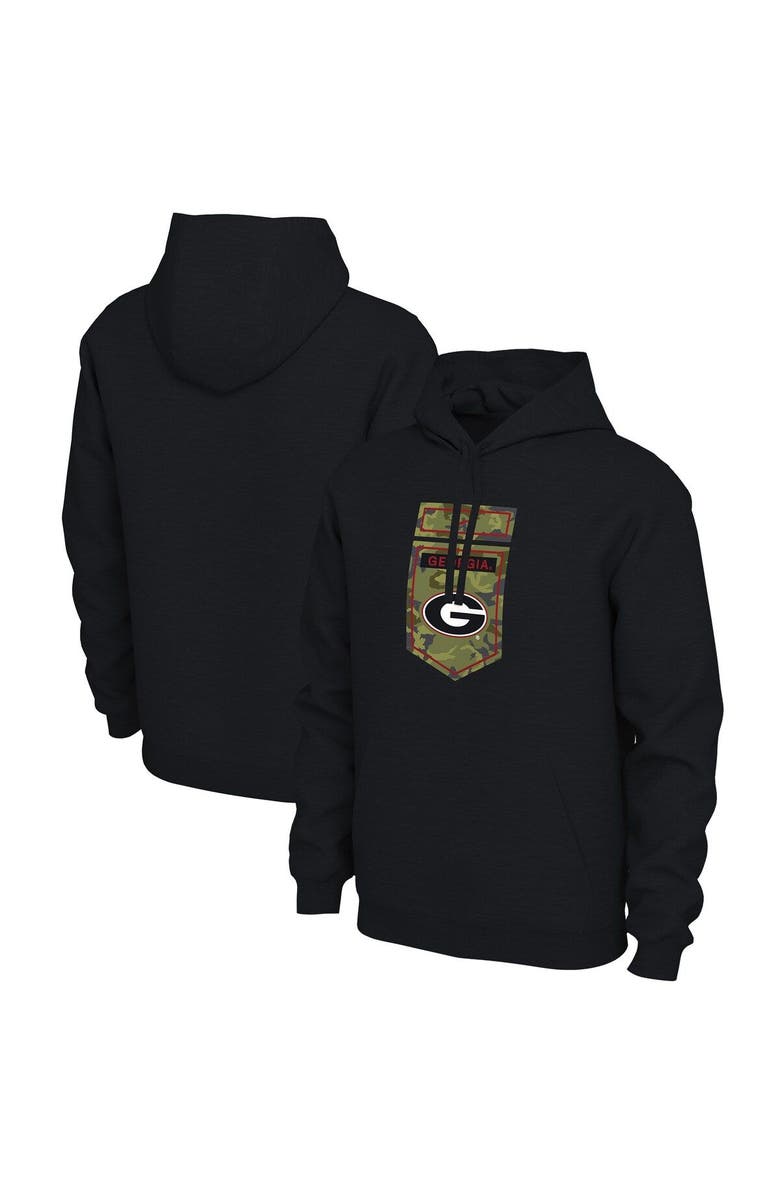 Nike Men's Nike Black Georgia Bulldogs Veterans Camo Pullover Hoodie, Main, color, Black