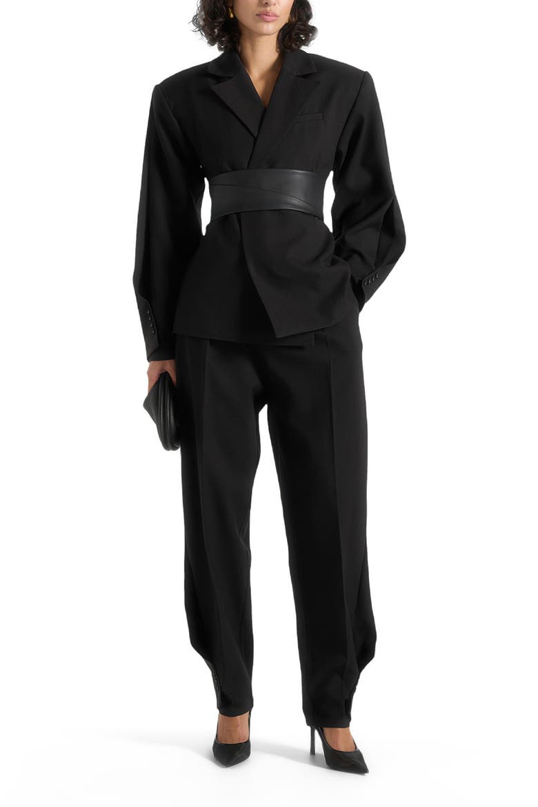 Marie Wool Twist Sleeve Blazer with Belt, Alternate, color, Black