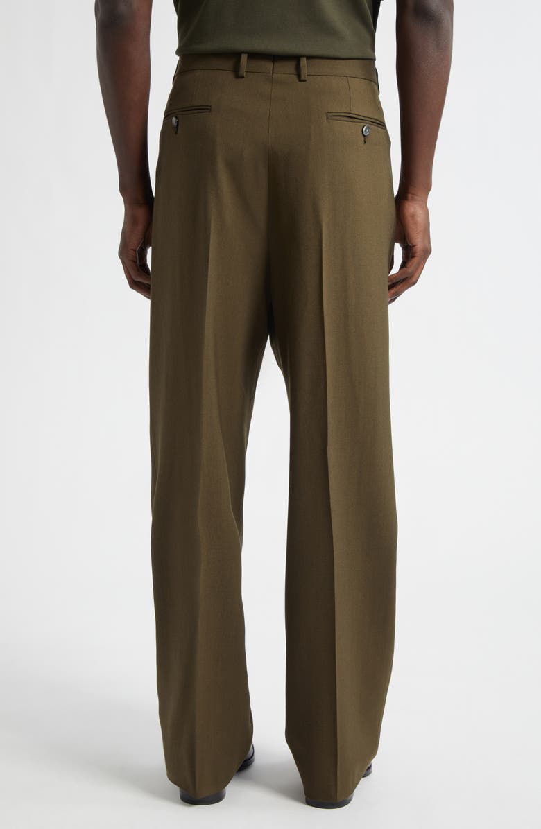 TOM FORD Pleated Wool, Cashmere & Silk Pants, Alternate, color, Green Wood