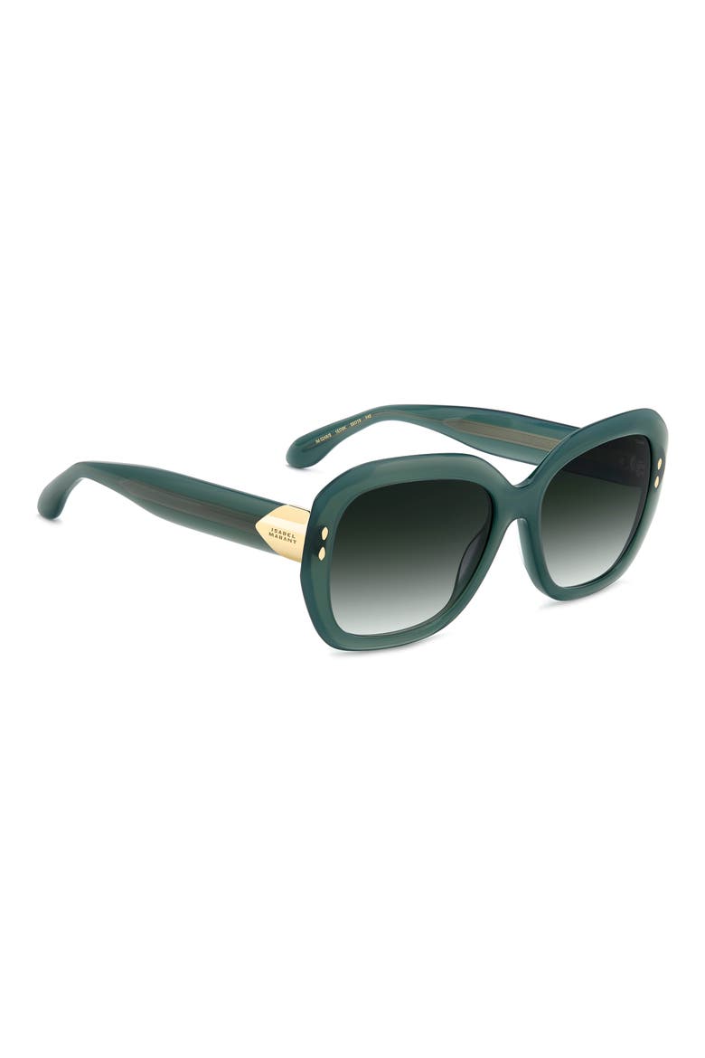 55mm Rectangular Sunglasses, Alternate, color, GREEN/ GREEN SHADED
