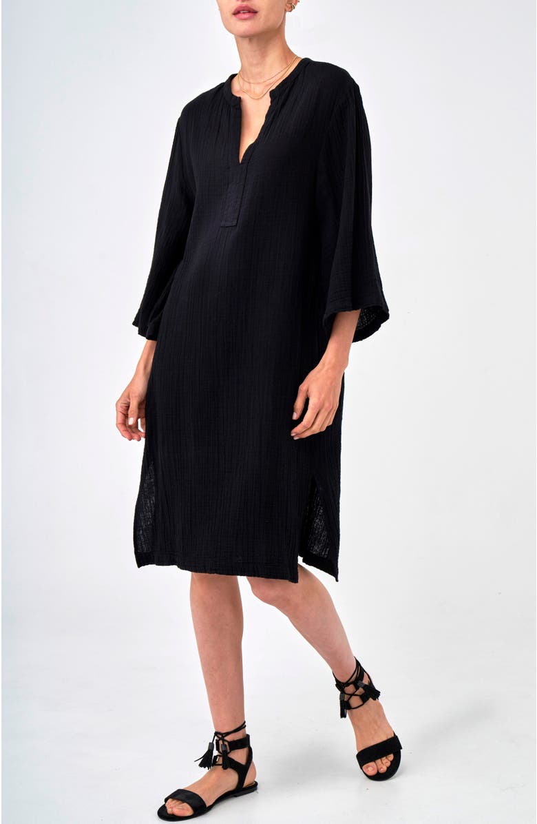 ocean+main Short Gauze Tunic Dress With Pockets, Main, color, 