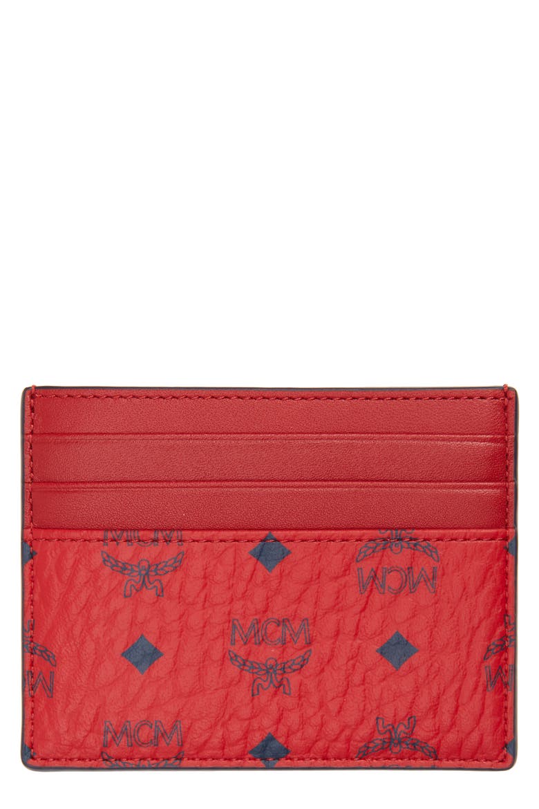 Mini Visetos Canvas Card Case with Money Clip, Main, color, CANDY RED