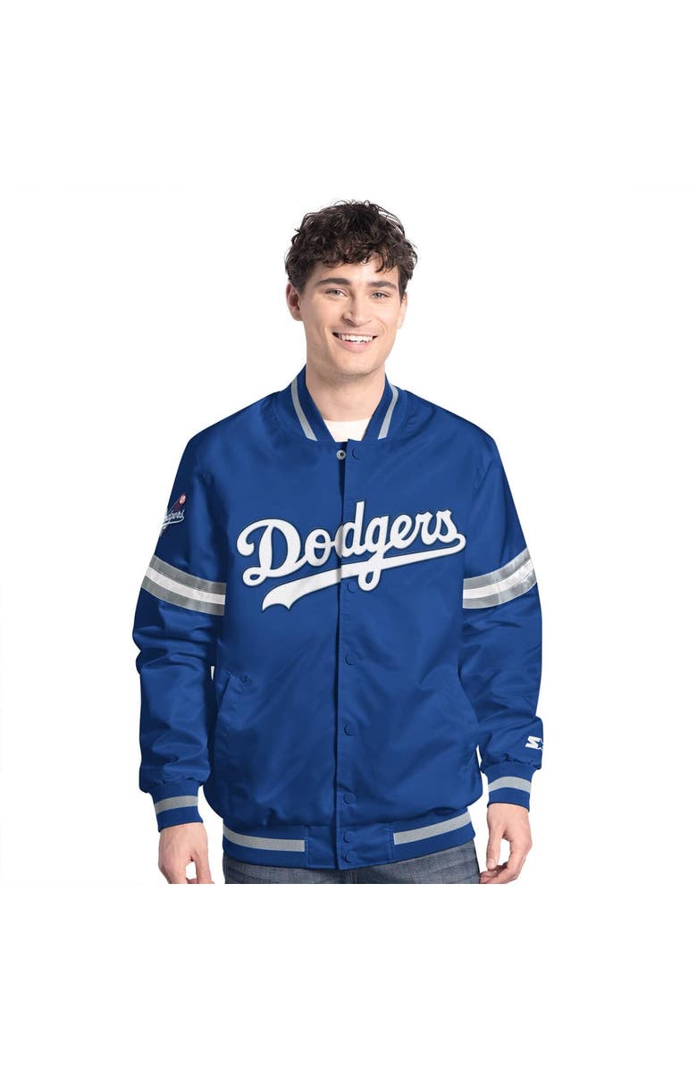 STARTER Men's Starter  Royal Los Angeles Dodgers Scout Full-Snap Varsity Jacket, Main, color, 