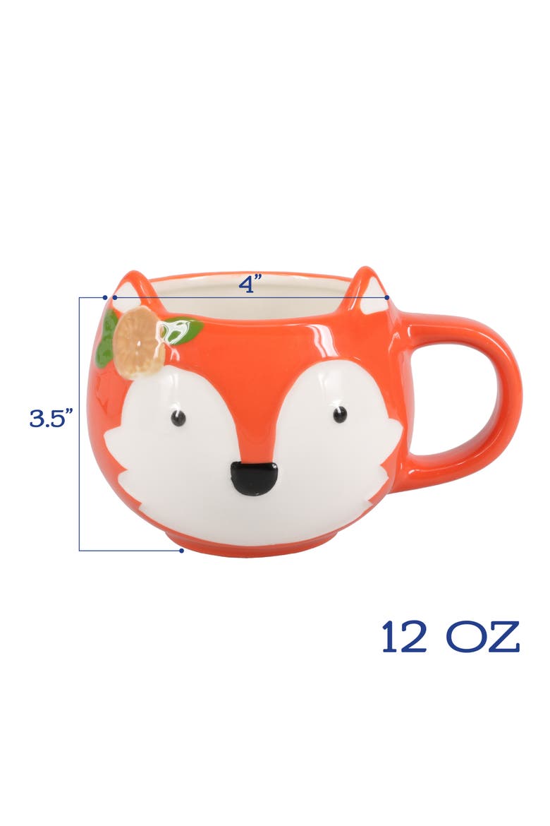 Foxie Set of 4 Porcelain Mugs, Alternate, color, ORANGE MULTI