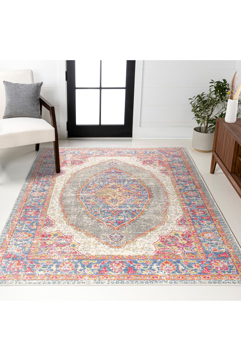 Kilia Medallion Area Rug, Alternate, color, Fuchsia/Mustard/Indigo