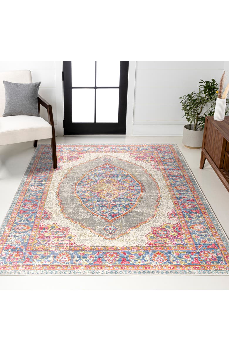 JONATHAN Y Kilia Medallion Area Rug, Alternate, color, Fuchsia/Mustard/Indigo