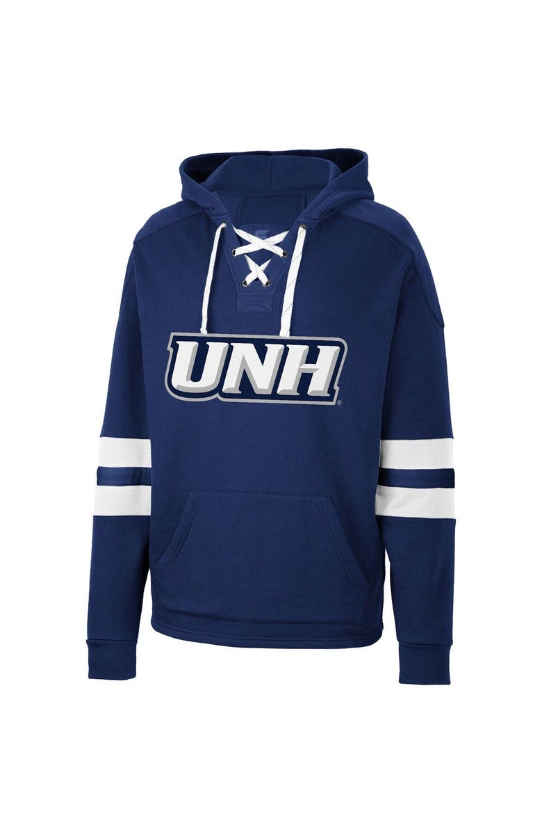 COLOSSEUM Men's Colosseum Navy New Hampshire Wildcats Lace-Up 4.0 Pullover Hoodie, Alternate, color, 