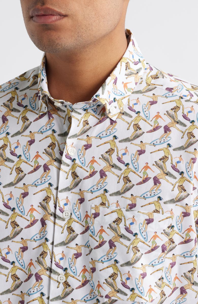 Scott Barber Surf Print Short Sleeve Button-Up Shirt, Alternate, color,