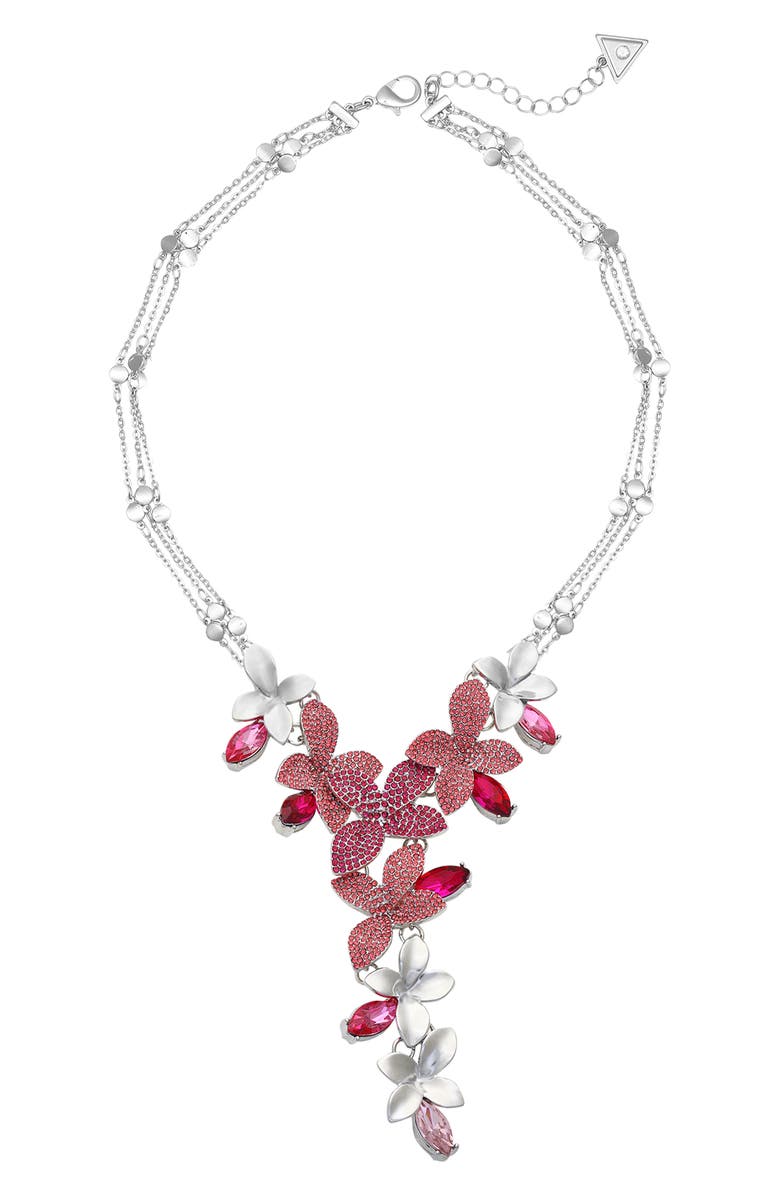 GUESS Crystal Flower Y-Necklace, Main, color,