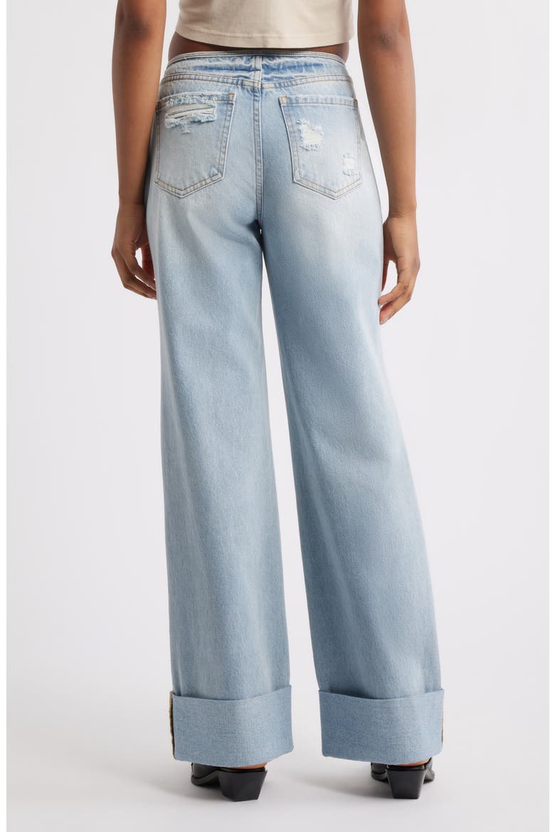 Elowen Distressed Cuffed Wide Leg Jeans, Alternate, color, LIGHT WASH