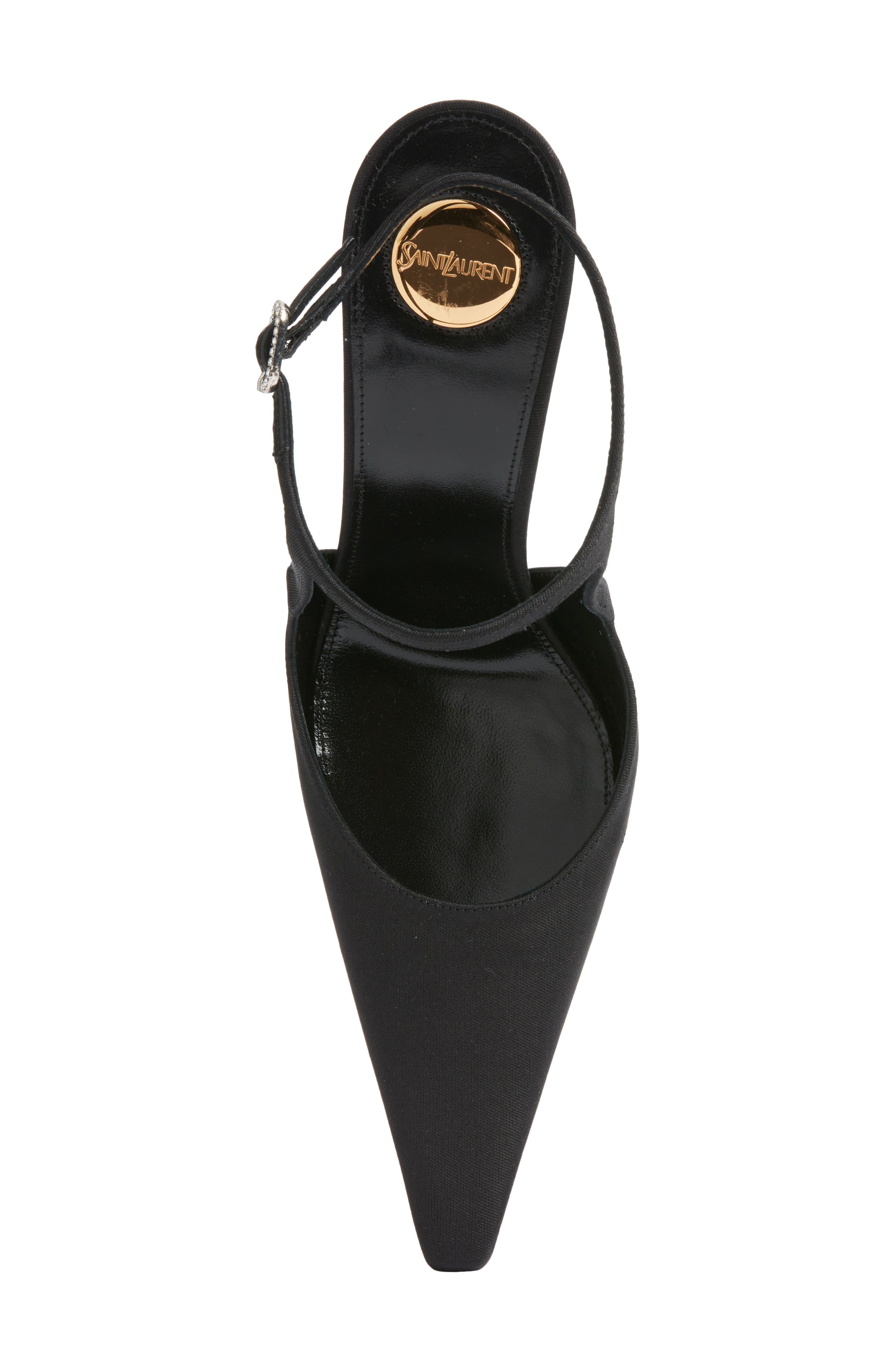 Saint Laurent Doville Ankle Strap Pump, Alternate, color, Noir