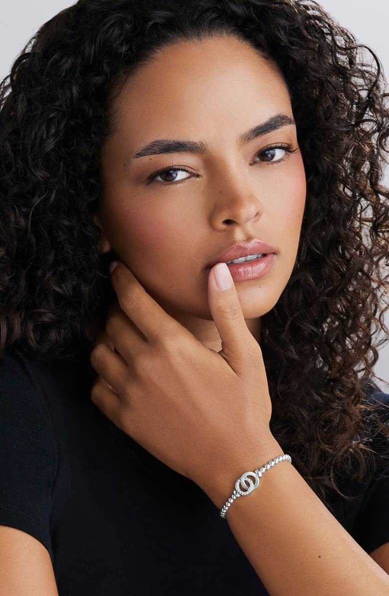 LAGOS Signature Caviar Interlocking Diamond Stretch Bracelet, Alternate, color, Silver