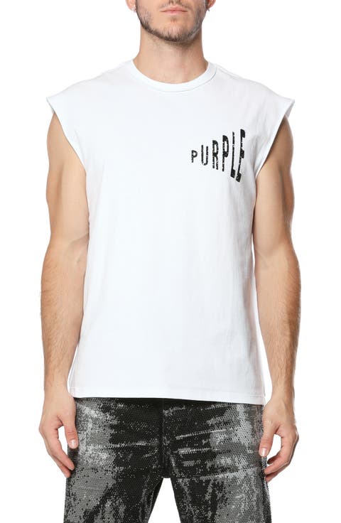 Textured Sleeveless Cotton Graphic T-Shirt